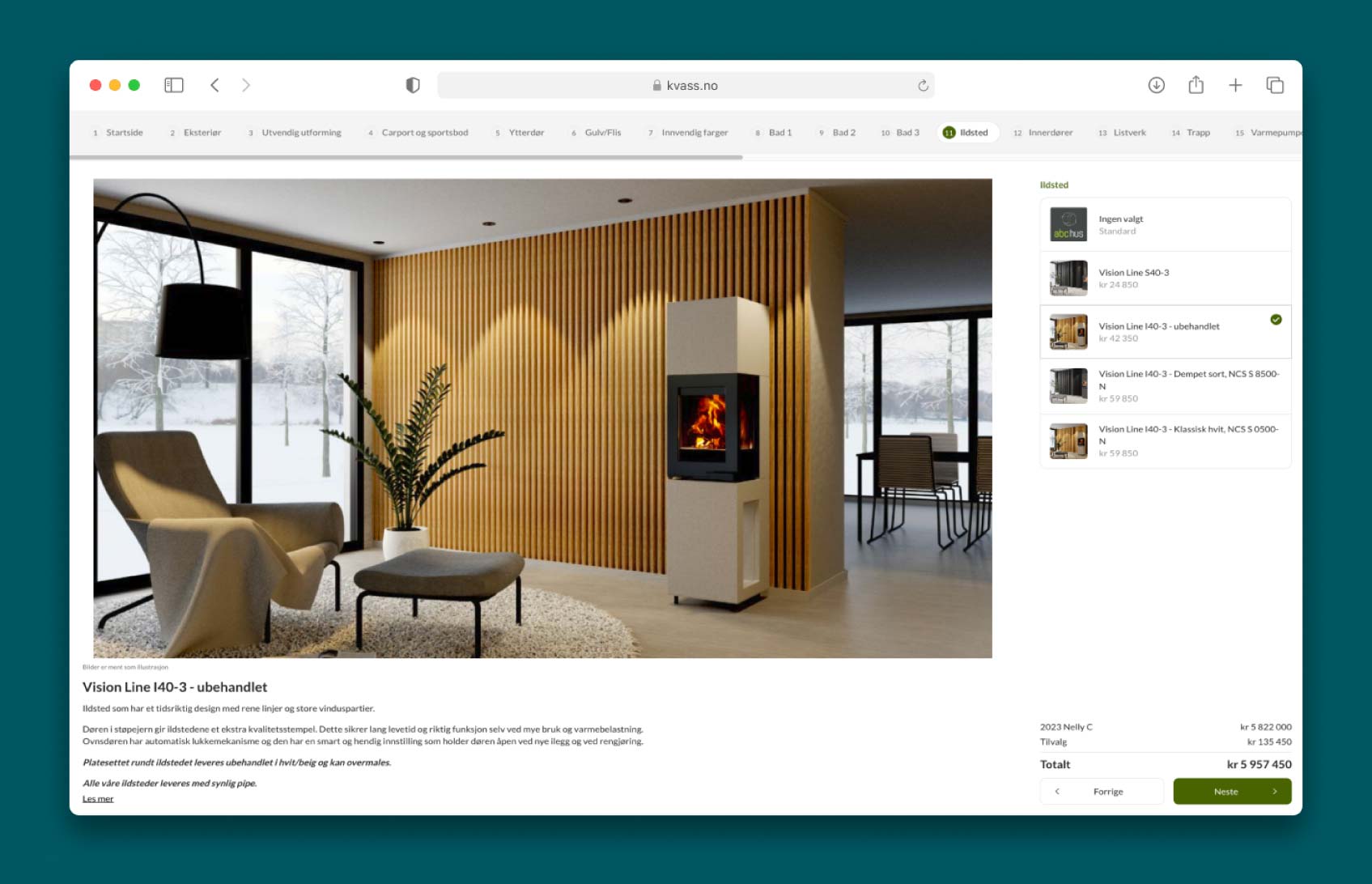 Skjermdump tilvalgsbutikk i Kvass