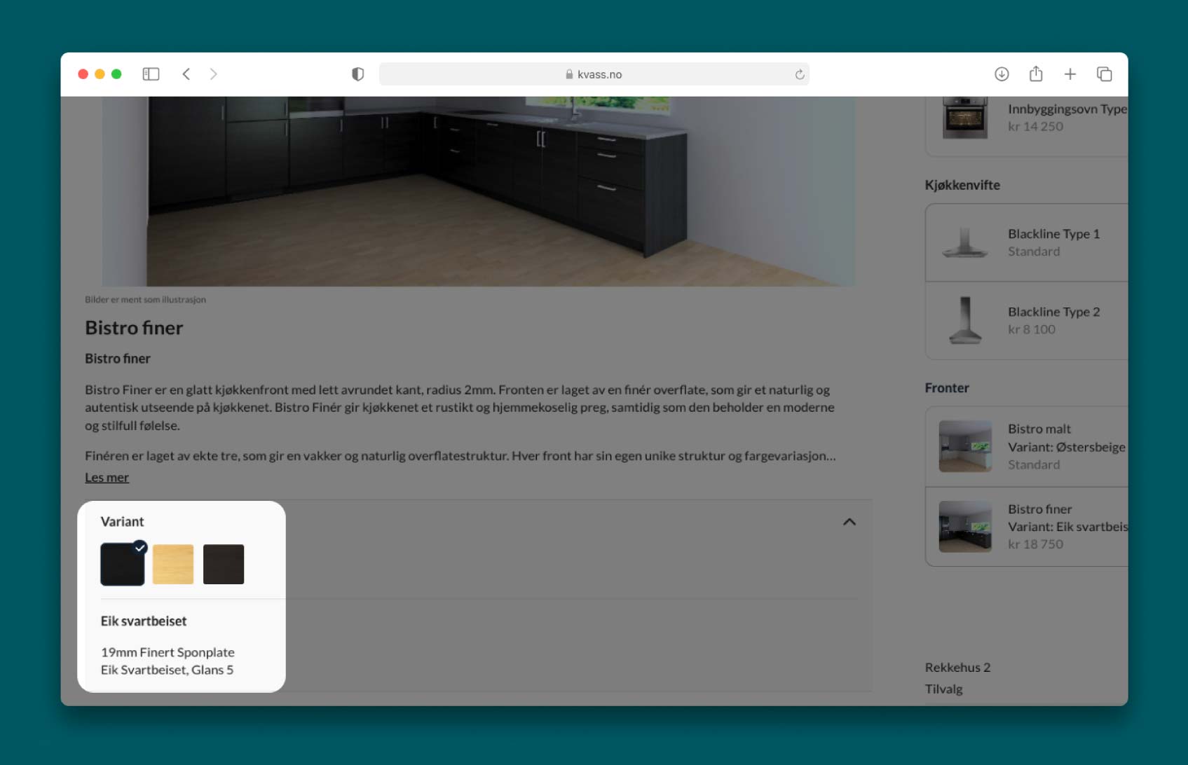 Forenkling av produktvarianter i Kvass tilvalg